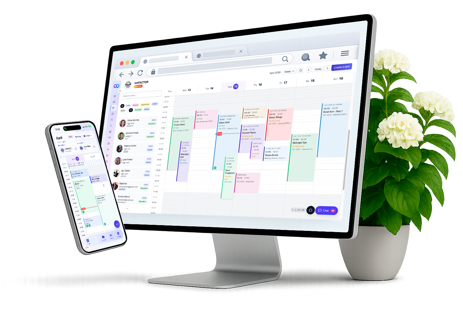 InkLinka Dashboard - Laptop and Mobile View showing responsive design